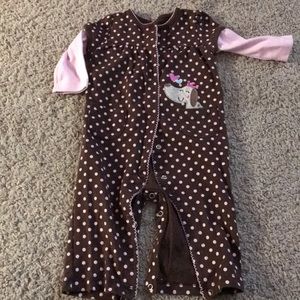 Baby girls pink and brown romper